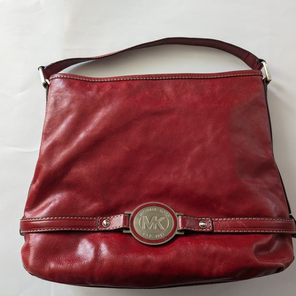 MICHAEL KORS Large Red Leather Shoulder Bag